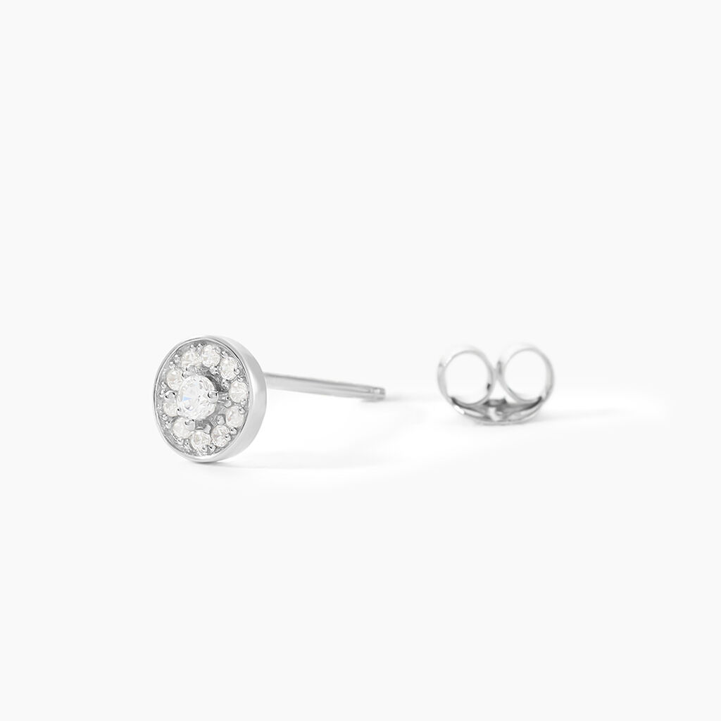 Boucles D'oreilles Puces Auxana Argent Blanc Oxyde De Zirconium - Boucles d'oreilles fantaisie Femme | Histoire d&rsquo;Or