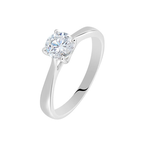 Bague Solitaire Fiona Or Blanc Diamant Synthetique - Bagues solitaires Femme | Histoire d’Or