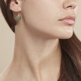 Boucles D'oreilles Pendantes Veina Plaque Or Jaune Aventurine - Boucles d'oreilles fantaisie Femme | Histoire d’Or