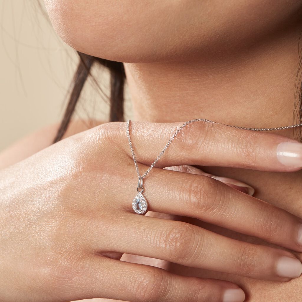 Collier Court Argent Blanc Tania Oxyde De Zirconium - Ras de cou Femme | Histoire d’Or