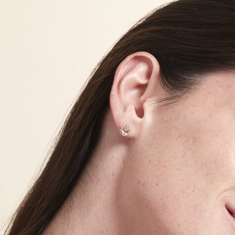 Boucles D'oreilles Puces Or Rose Monty Morganite - Clous d'oreilles Femme | Histoire d’Or