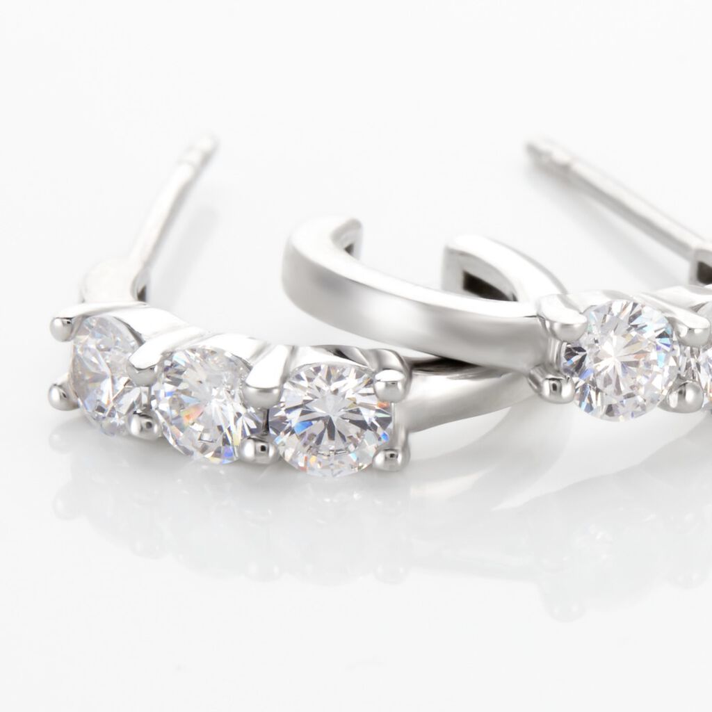 Créoles Argent Blanc Rosaure Oxydes De Zirconium - Boucles d'oreilles créoles Femme | Histoire d’Or