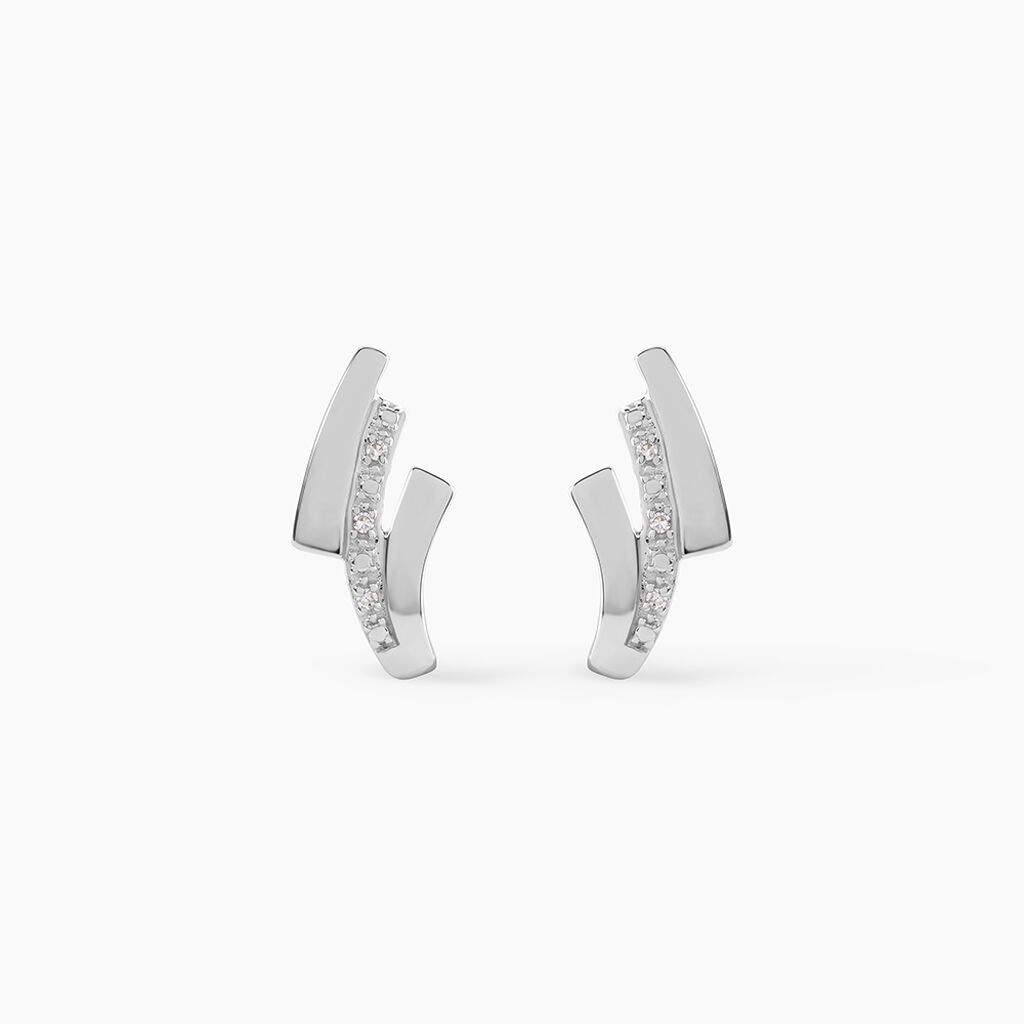 Boucles D'oreilles Puces Ainhoa Or Blanc Diamant - Boucles d'oreilles pierres pr&eacute;cieuses Femme | Histoire d&rsquo;Or