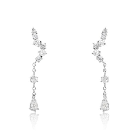 Boucles D'oreilles Pendantes Lir Argent Blanc Oxyde De Zirconium - Boucles d'oreilles fantaisie Femme | Histoire d’Or