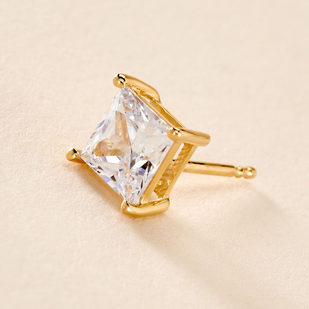 Boucle D'oreille Puce Unitaire Sofiane Plaqu&eacute; Or Jaune Oxyde Zirconium - Boucles d'oreilles fantaisie Homme | Histoire d&rsquo;Or