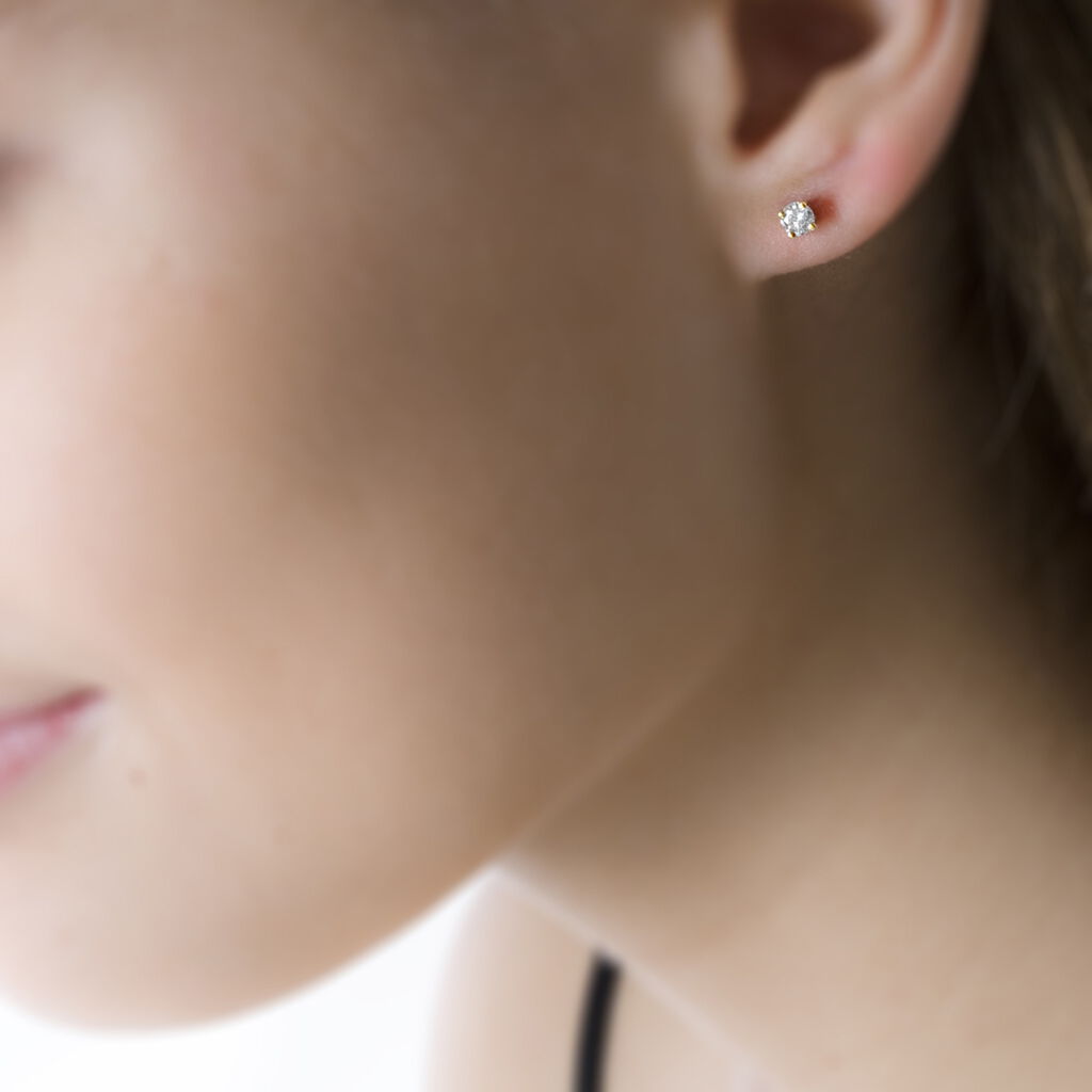 Boucles D'oreilles Puces Clavie Or Jaune Diamant - Clous d'oreilles Femme | Histoire d&rsquo;Or