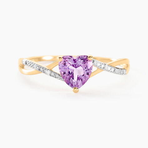 Bague Clothilde Or Jaune Amethyste Et Oxyde De Zirconium - Bagues Coeur Femme | Histoire d’Or
