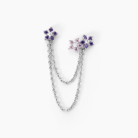 Bijou D'oreille Unitaire Purple Bloom Argent Blanc Oxyde De Zirconium - Boucles d'oreilles fantaisie Femme | Histoire d’Or