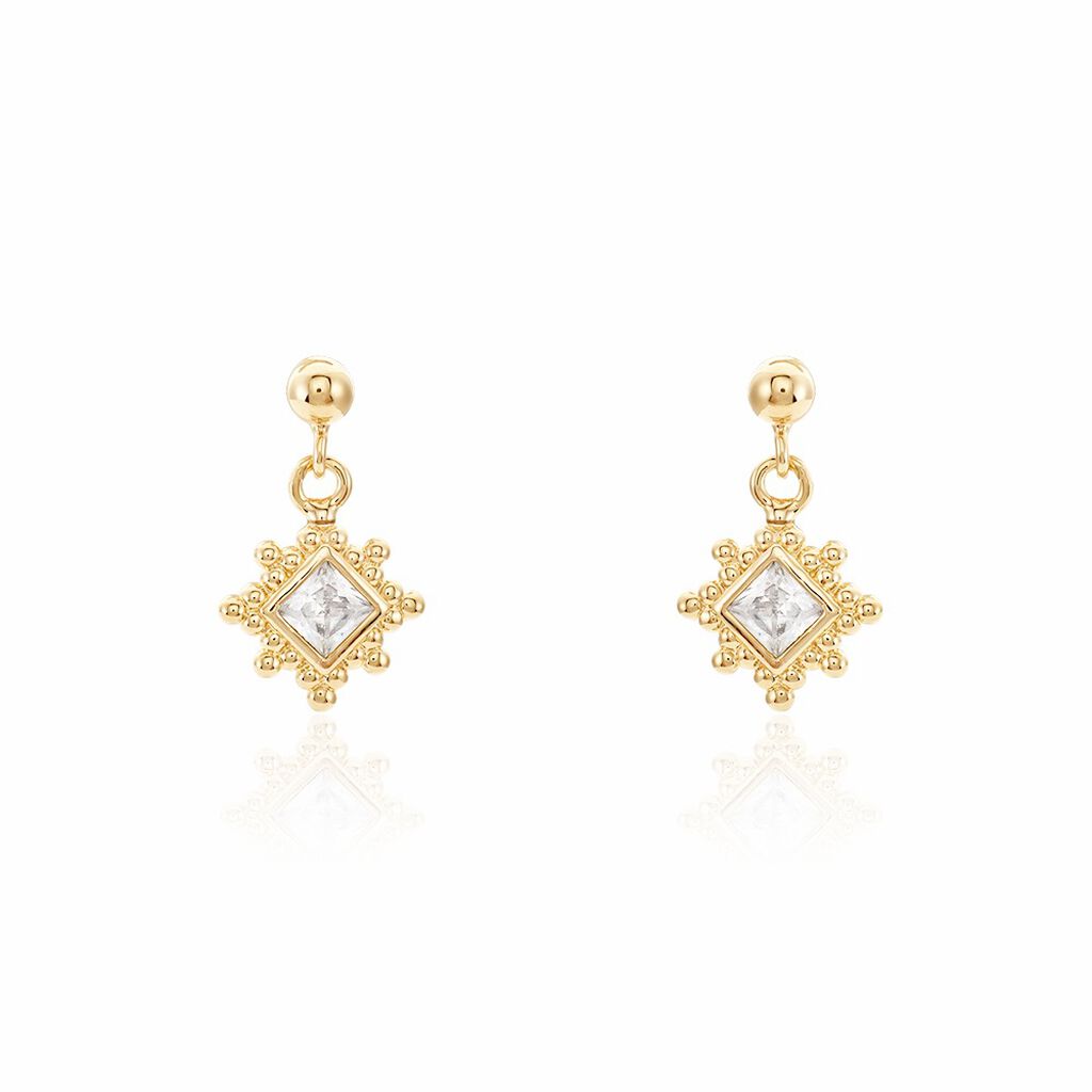 Boucles D'oreilles Pendantes Bobbie Plaqu&eacute; Or Jaune Oxyde De Zirconium - Boucles d'oreilles fantaisie Femme | Histoire d&rsquo;Or