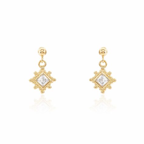 Boucles D'oreilles Pendantes Bobbie Plaqu&eacute; Or Jaune Oxyde De Zirconium - Boucles d'oreilles fantaisie Femme | Histoire d&rsquo;Or