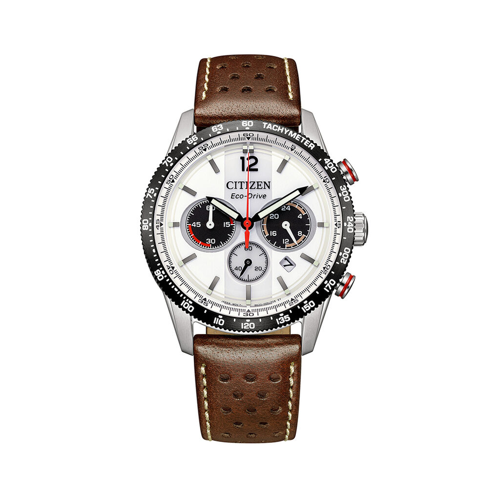 Montre Citizen Vintage Racing Blanc - Montres solaires Homme | Histoire d&rsquo;Or