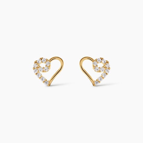 Boucles D'Oreilles Puces Elsy Argent Dor&eacute; A L'Or 750/1000 Oxyde De Zirconium - Boucles d'oreilles fantaisie Enfant | Histoire d&rsquo;Or