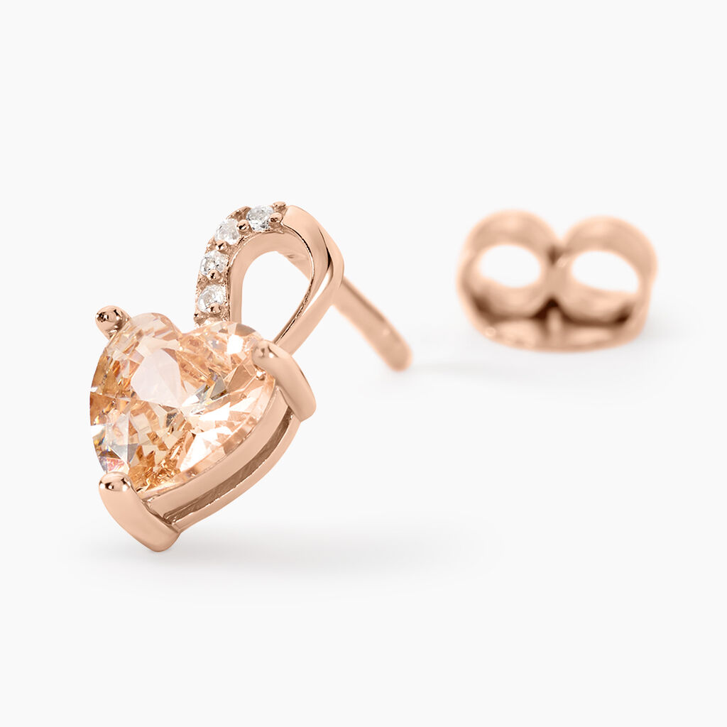 Boucles D'oreilles Puces Atieno Argent Rose Oxyde De Zirconium - Boucles d'oreilles fantaisie Femme | Histoire d’Or