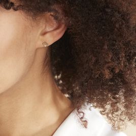 Boucles D'oreilles Puces Eleanor Fleur Or Jaune Oxyde De Zirconium - Clous d'oreilles Femme | Histoire d’Or