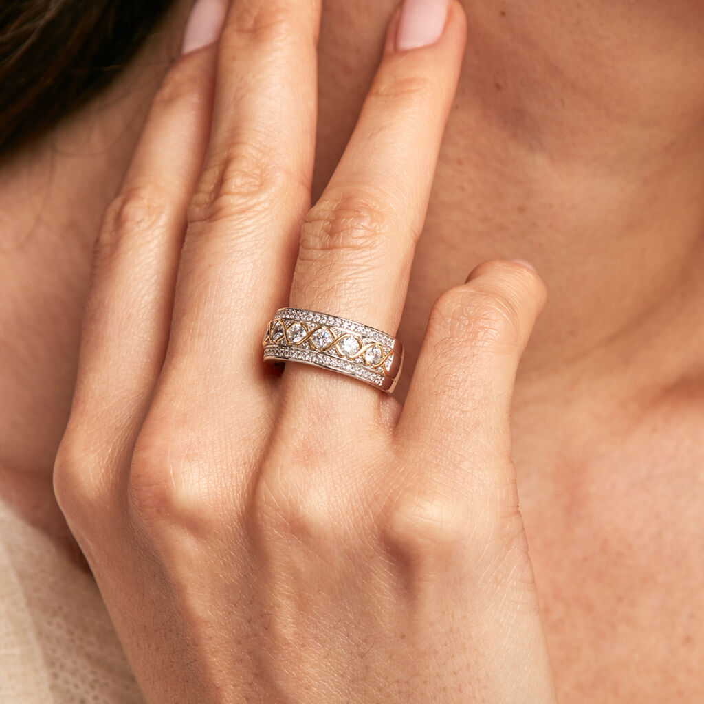 Bague Rome Argent Bicolore Oxyde De Zirconium - Bagues avec pierre Femme | Histoire d’Or