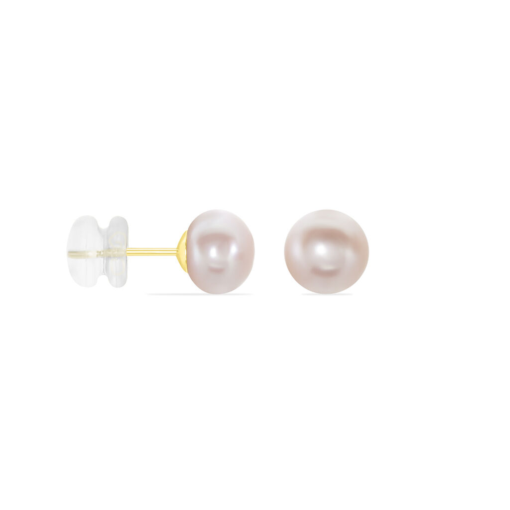 Boucles D'oreilles Puces Ursulina Or Jaune Perle De Culture - Clous d'oreilles Femme | Histoire d’Or