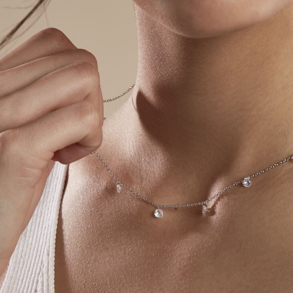Collier Argent Collie Argent Blanc Oxyde - Colliers fantaisie Femme | Histoire d’Or