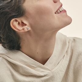 Boucles D'oreilles Puces Vrille Ovale Or Blanc Topaze - Clous d'oreilles Femme | Histoire d’Or