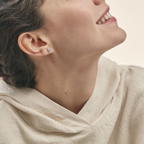 Boucles D'oreilles Puces Vrille Ovale Or Blanc Topaze - Clous d'oreilles Femme | Histoire d’Or
