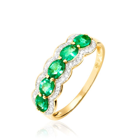 Bague Margaux Or Jaune Emeraude Et Diamant - Bagues avec pierre Femme | Histoire d’Or