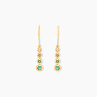 Boucles D'oreilles Pendantes Josephine Or Jaune Emeraude