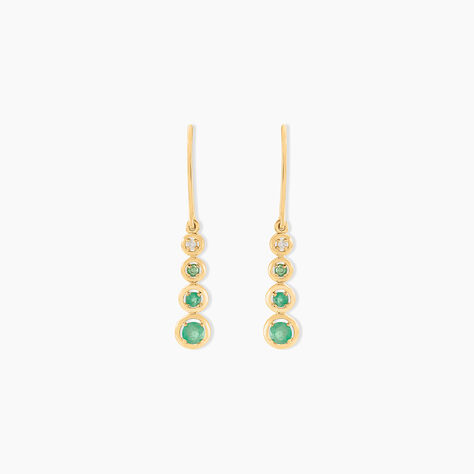 Boucles D'oreilles Pendantes Josephine Or Jaune Emeraude - Boucles d'oreilles pendantes Femme | Histoire d’Or