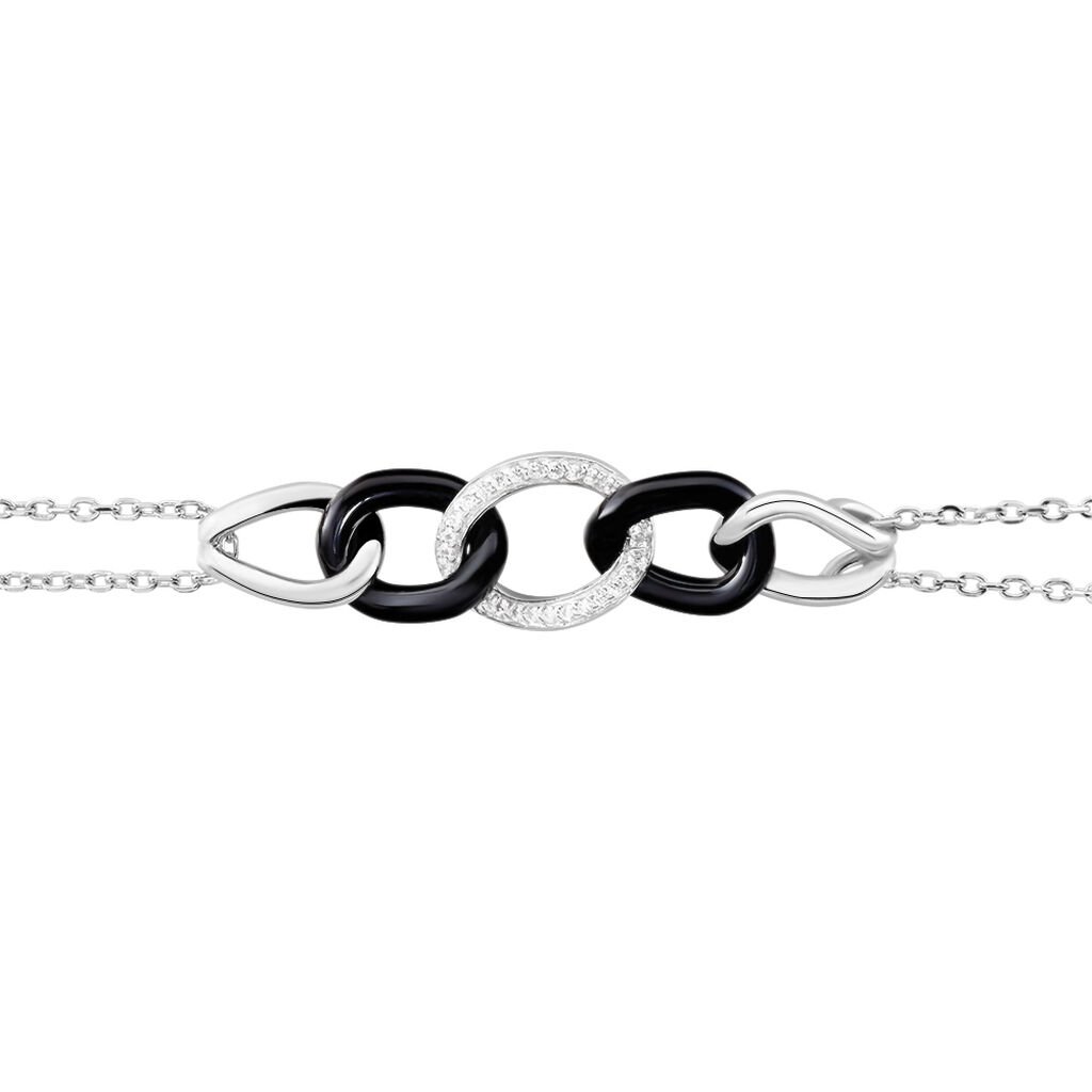 Bracelet Link Argent Blanc C&eacute;ramique Et Oxyde De Zirconium - Bracelets Femme | Histoire d&rsquo;Or