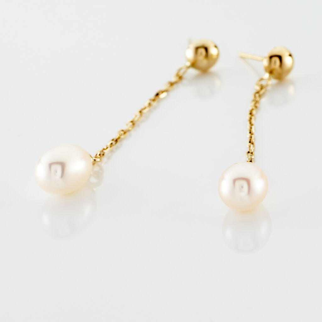 Boucles D'oreilles Pendantes Adriette Or Jaune Perle De Culture - Boucles d'oreilles pendantes Femme | Histoire d’Or