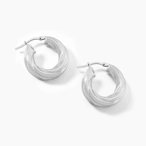 Créoles Manon Argent Blanc - Boucles d'oreilles créoles Femme | Histoire d’Or