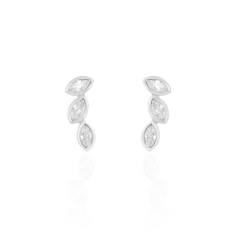 Boucles D'oreilles Grimpantes Elohane Argent Blanc Oxyde De Zirconium - Boucles d'oreilles fantaisie Femme | Histoire d&rsquo;Or