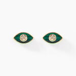 Boucles D'oreilles Puces Matiasma Or Jaune Malachite Diamant - Clous d'oreilles Femme | Histoire d&rsquo;Or