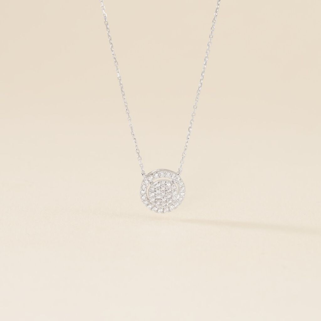 Collier Or Blanc Nawra Diamants Synth&eacute;tiques - Colliers Femme | Histoire d&rsquo;Or