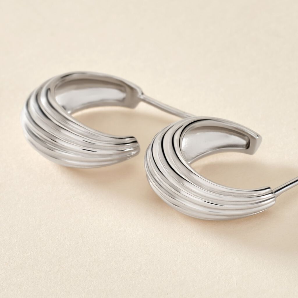 Créoles Jennie Argent Blanc - Boucles d'oreilles créoles Femme | Histoire d’Or