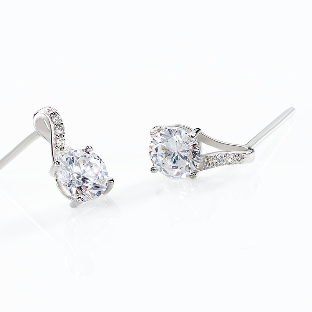 Boucles D'oreilles Pendantes Idylla Argent Blanc Oxyde De Zirconium - Boucles d'oreilles fantaisie Femme | Histoire d’Or