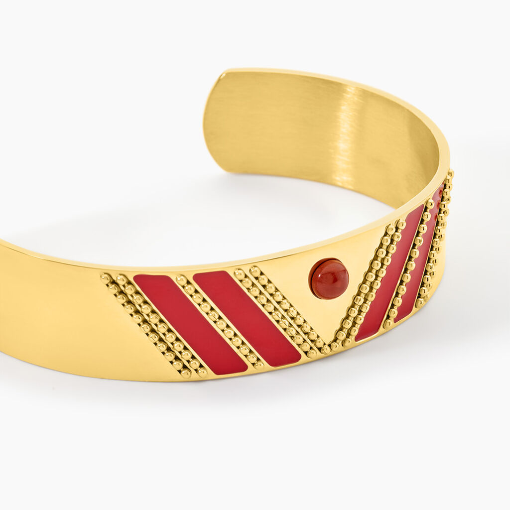 Bracelet Manchette Imagine Tamera Acier Jaune Jaspe - Bracelets manchettes Femme | Histoire d&rsquo;Or
