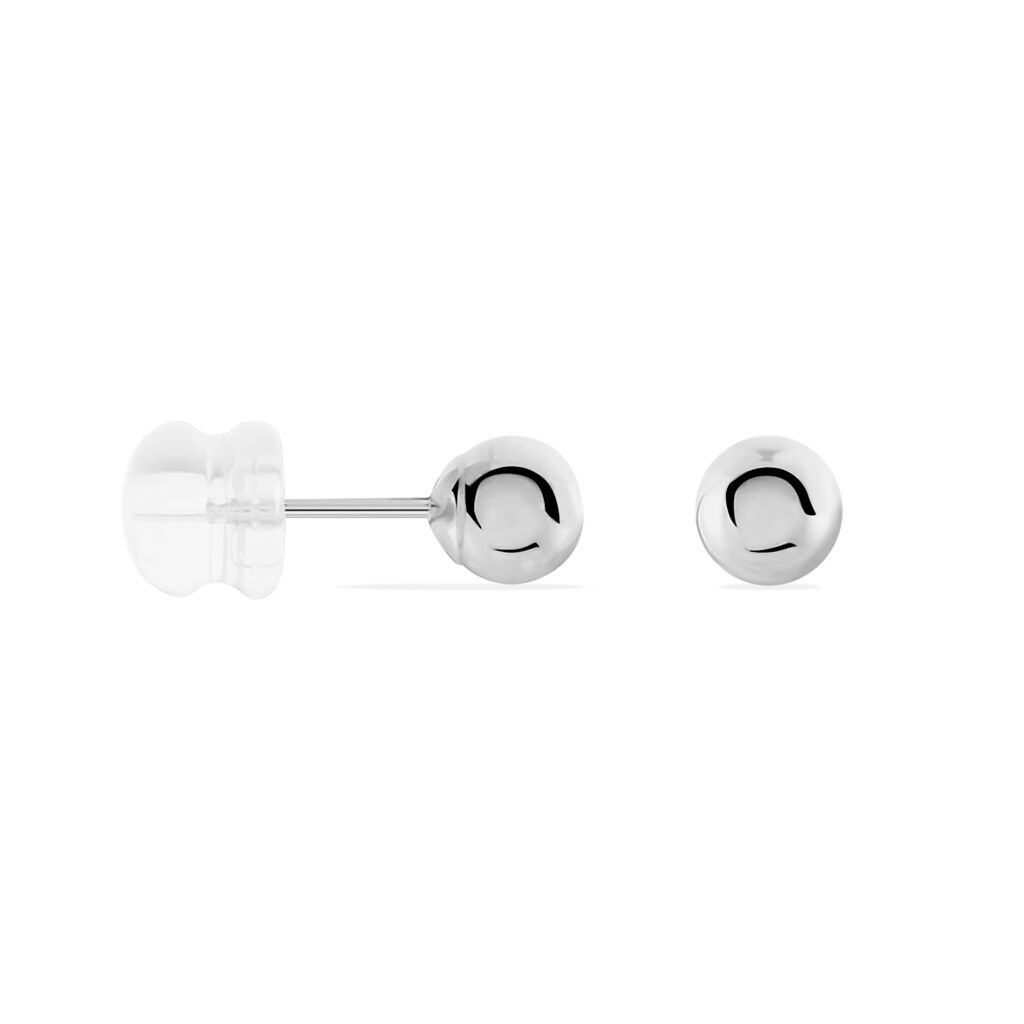 Boucles D'oreilles Puces Fidelia Boule Or Blanc - Clous d'oreilles Femme | Histoire d’Or