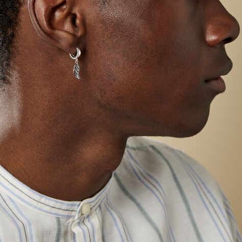 Créole Unitaire Argent Blanc Elias - Boucles d'oreilles créoles Homme | Histoire d’Or