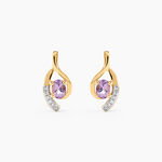 Boucles D'oreilles Sagesse Or Jaune Amethyste Oxyde - Clous d'oreilles Femme | Histoire d&rsquo;Or