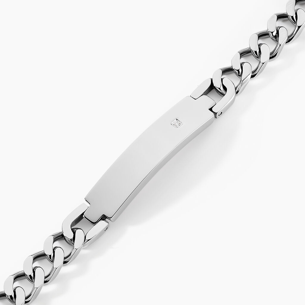 Bracelet Hugo Acier Blanc - Gourmettes Homme | Histoire d’Or