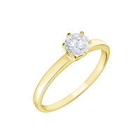 Bague Solitaire Or Jaune Diamant Synthetique