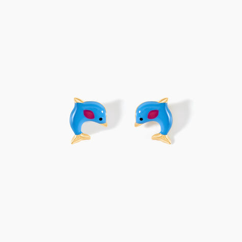 Boucles D'oreilles Puces Mael Dauphin Or Jaune - Clous d'oreilles Enfant | Histoire d’Or