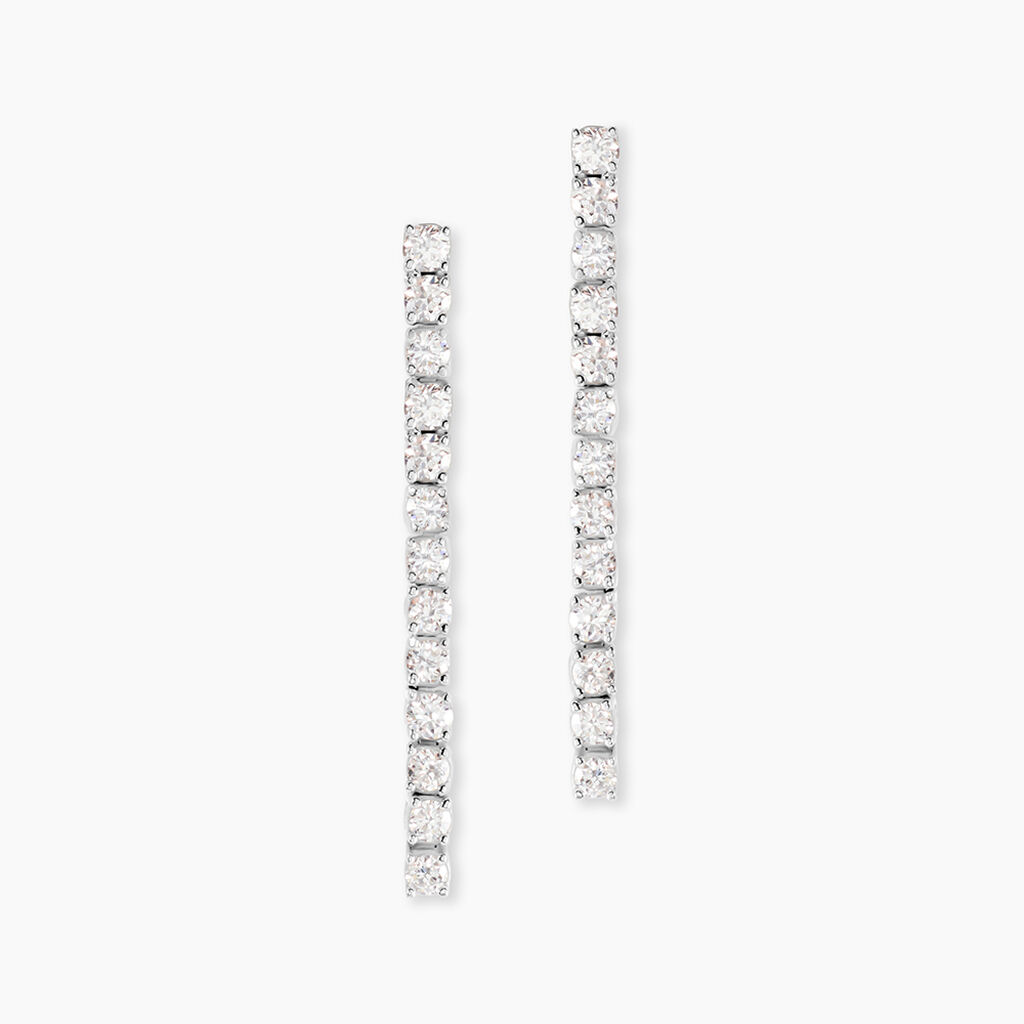 Boucles D'oreilles Pendantes Moscovado Or Blanc Diamant Synth&eacute;tique - Boucles d'oreilles pendantes Femme | Histoire d&rsquo;Or