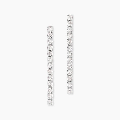 Boucles D'oreilles Pendantes Moscovado Or Blanc Diamant Synth&eacute;tique - Boucles d'oreilles pendantes Femme | Histoire d&rsquo;Or