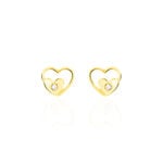 Boucles D'oreilles Puces Terentille Coeur Or Jaune Oxyde De Zirconium - Clous d'oreilles Enfant | Histoire d&rsquo;Or