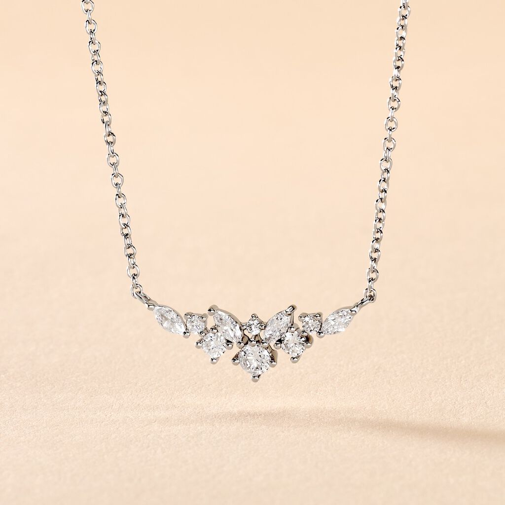 Collier Eclat D'Aurore Argent Blanc Oxydes De Zirconium - Colliers fantaisie Femme | Histoire d&rsquo;Or