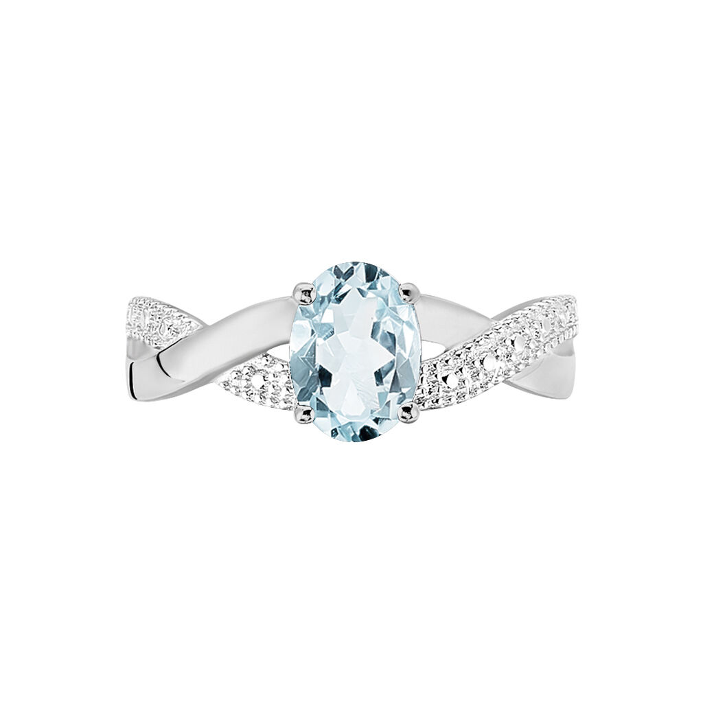 Bague Candice Or Blanc Aigue Marine - Bagues solitaires Femme | Histoire d&rsquo;Or