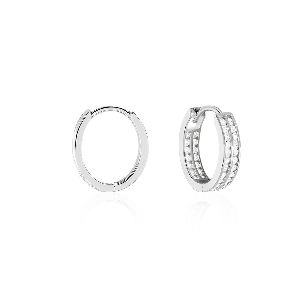 Créoles Argent Blanc Taki Oxydes De Zirconium - Boucles d'oreilles créoles Femme | Histoire d’Or
