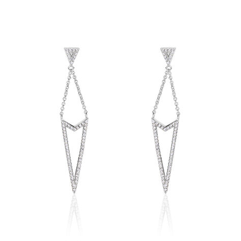 Boucles D'oreilles Pendantes Alexiane Argent Blanc Oxyde De Zirconium - Boucles d'oreilles fantaisie Femme | Histoire d’Or
