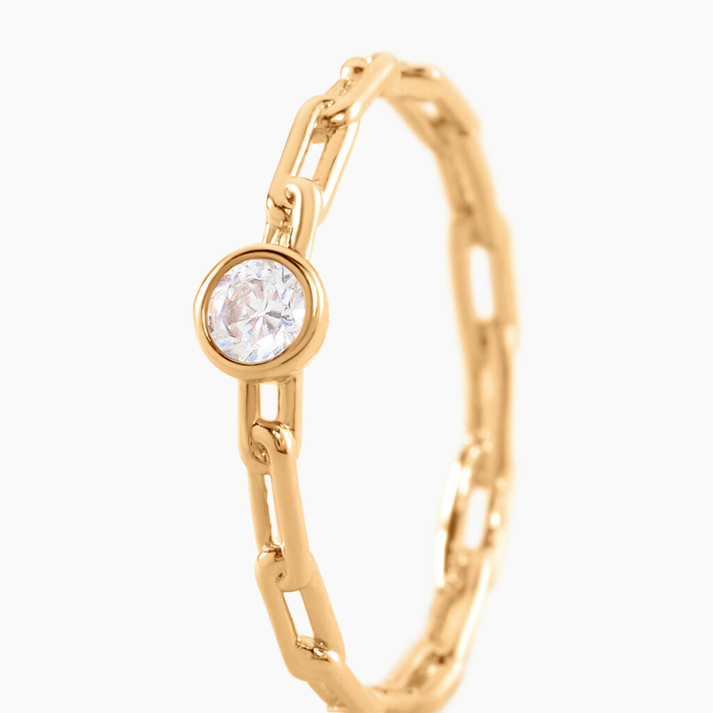 Bague Grady Plaqu&eacute; Or Jaune Oxyde De Zirconium - Bagues solitaires Femme | Histoire d&rsquo;Or