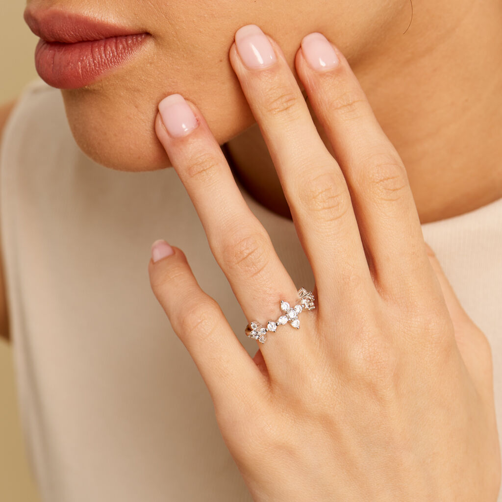 Bague Midnight Flower Argent Blanc Oxyde De Zirconium - Bagues avec pierre Femme | Histoire d’Or